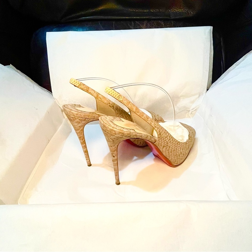 Christian Louboutin Private Number 120 python skin cork Anemone collection 38.5 - Picture 4 of 11